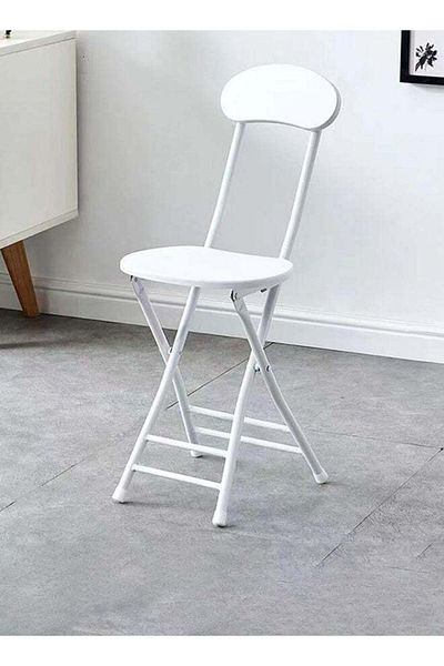 Taimi Folding Chair with Metal Frame Chair, Portable Chair For Indoor and Outdoor Use - White