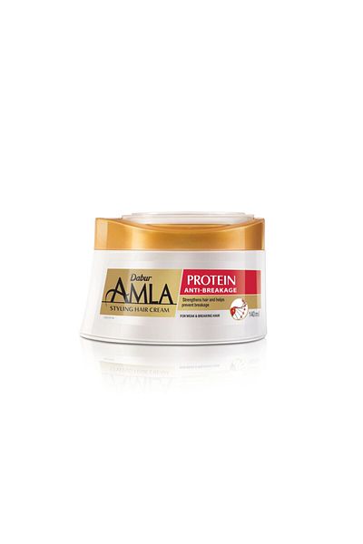 Dabur Amla Protein Styling Hair Cream White - 140 ml | Nourishing Hair Care for Strong