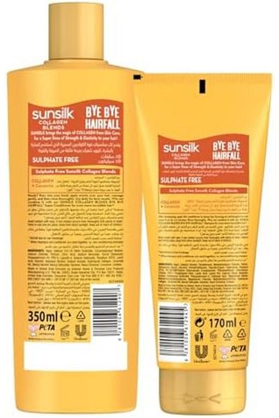 Sunsilk شامبو وبلسم باي باي بالكولاجين لتساقط الشعر 350 مل + بلسم 275 مل - عناية بالشعر أقوى وأكثر كثافة