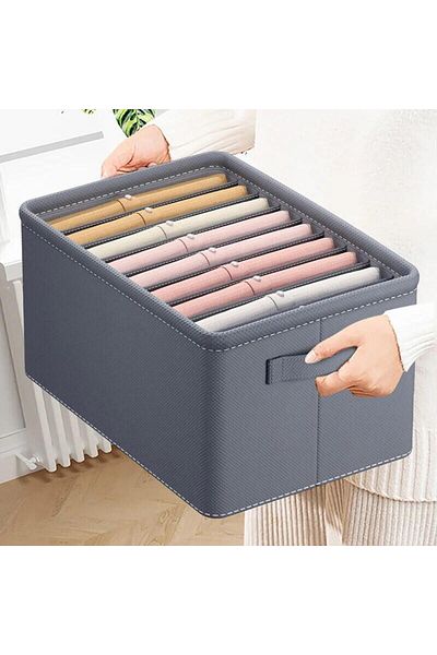 SMARTECH Clothing Organizer with 9 Compartments for Jeans, Sweaters, Shirts, 44 x 30 x 20 cm, Gray
