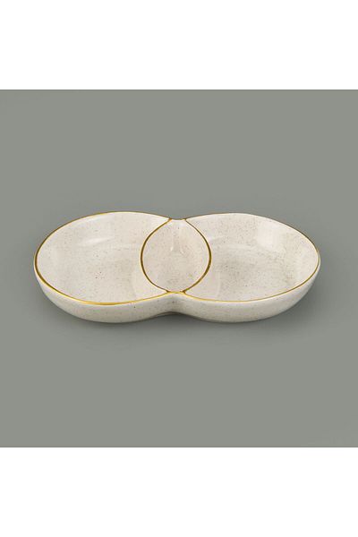 MATMEL 3 Compartment Sauce Bowl Snack Bowl - Cream - 13X21 cm
