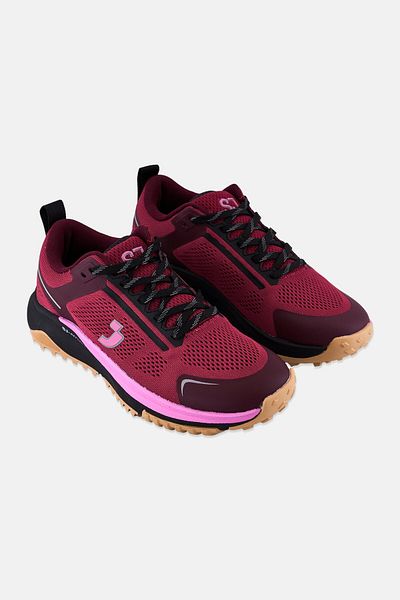 SJ Women Brand Logo Lace Up Running Shoes, Maroon