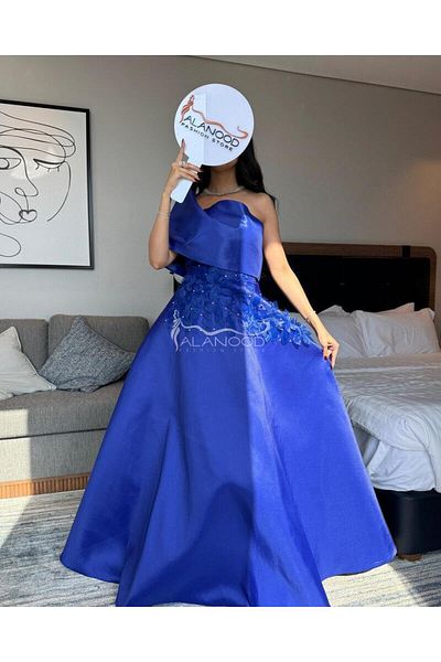 ALANOOD FASHION Navy blue evening dress with luxurious embroidery