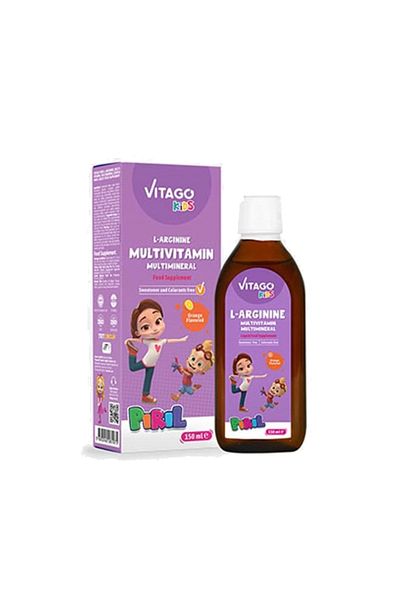 Vitago Kids L-Arginine Growth Syrup to Increase Height and Multivitamin for Girls - 150ml