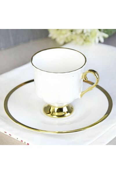 Paçi Laila Gilded 6-Piece Coffee Cup - White / Gold