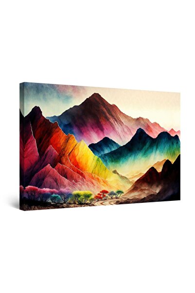 startonight Tablou DualView Startonight Abstracta Munti si Copaci Colorati, luminos in intuneric, 80 x 120 cm