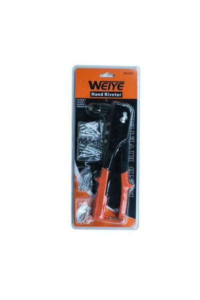 OEM Pop Rivet Pliers Set With 4 Heads And 4 Sets Of Rivets, Black/Orange
