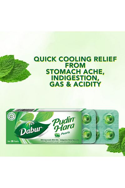 Dabur Pudin Hara Pearls 20 Capsules | Fast Relief from Indigestion, Gas & Acidity with Natural Min