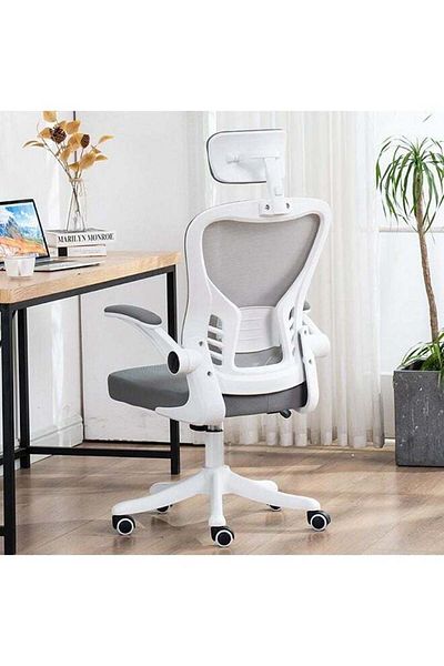 COOYA Ergonomic Office Desk Chair, With Wheels, Adjustable Lumbar Support, nylon, for Home, White