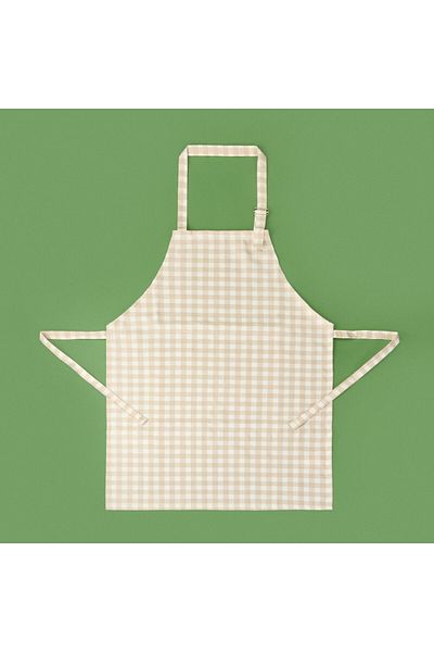 MATMEL Gingham Kitchen Apron - Ecru / Beige - 63X72 cm