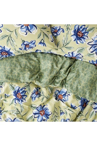 Bella Maison Set cuvertură de pilota dublă Marlowe din satin 100% bumbac verde (200x220 cm)