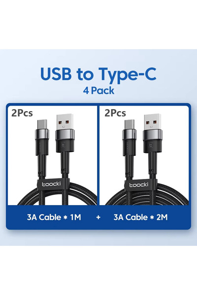 Choice1 كابل توكي أسود اللون، بطول 1 متر و2 متر، عبوة من 4 قطع، كابلان من نوع...