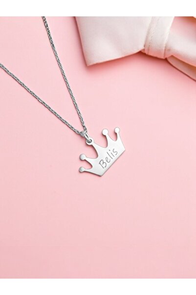 LITTLELUXE Kişiye Özel Prenses Taçlı İsimli Kız Çocuk Kolyesi, İsimli Çocuk G...