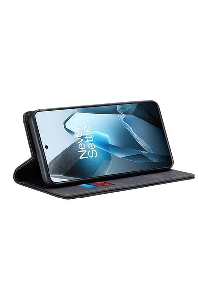 SKYDDAR INNOVATION Case for OnePlus 13, Soft Wallet, Eco Premium Leather Book Type, Black, sticker set