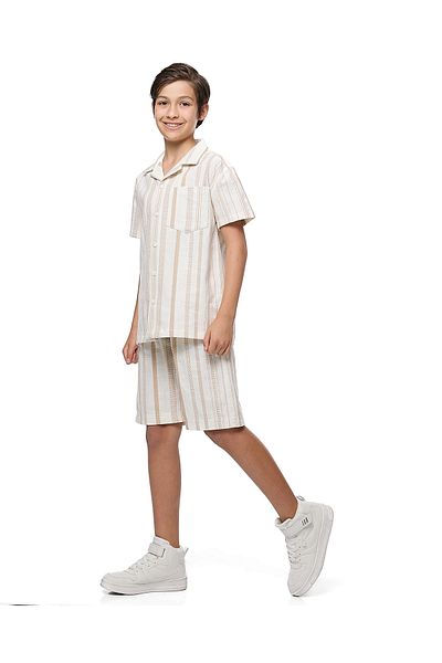 R&B Striped Shirt And Shorts Set For Boys Top & Bottom Set 8-16Y