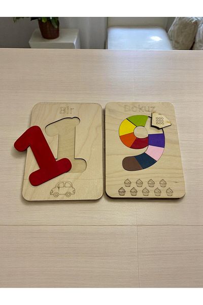 Mind of Toys Wooden Number Learning Puzzle Set, 0 to 9, Color Puzzle, Montessori Mathematics Learning