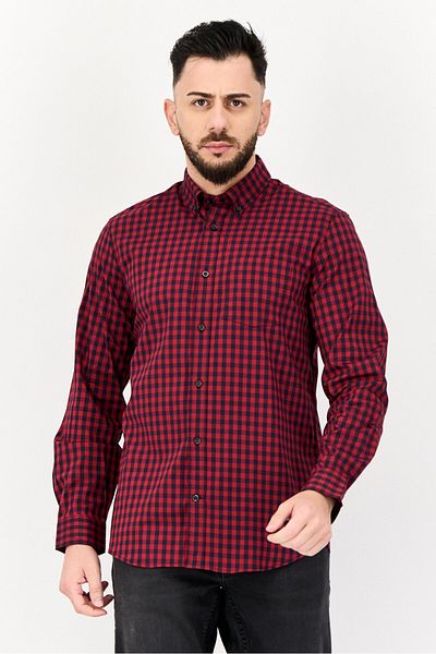 GAP Men Standard Fit Long Sleeves Gingham Pattern Casual Shirt, Multicolor