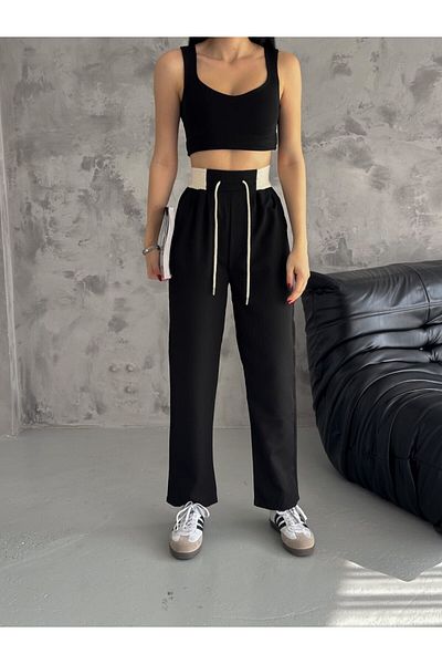 KAŞİHA Women's Carrot Linen Pants with Waist Detail