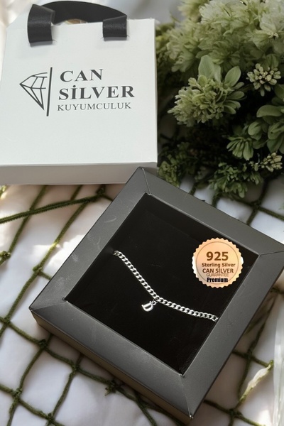 CAN SİLVER 925 Ayar 4mm Harfli Bileklik- Gurmet Zincir Erkek Bileklik-Hediye Paketli-14şubat Sevgililer Günü