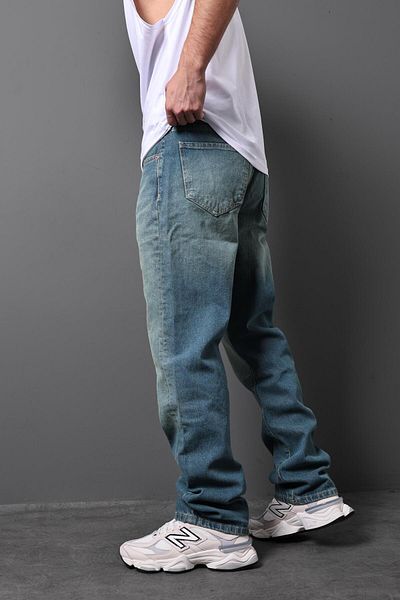 Slatra Ανδρικό φαρδύ παντελόνι Blue Acid Wash