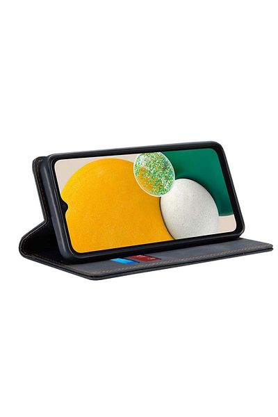 SKYDDAR INNOVATION Husă pentru Samsung Galaxy A13 5G / Galaxy A04S, portofel moale, piele ecologică, card, neagră, set autocolante