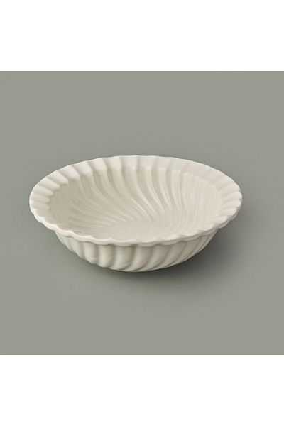 İpek Silk Porcelain Daisy Salad Bowl - Cream - 21X11 cm