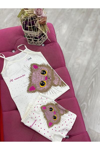 AKPINAR YILDIZ Girl's Printed Tank Top Boxer Set