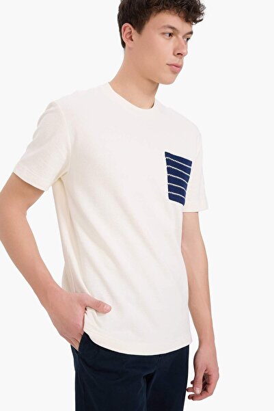 DeFacto 100 % Baumwolle, reguläre Passform, Rundhalsausschnitt, kurze Ärmel, Handtuchstoff-T-Shirt A8695AX25SM