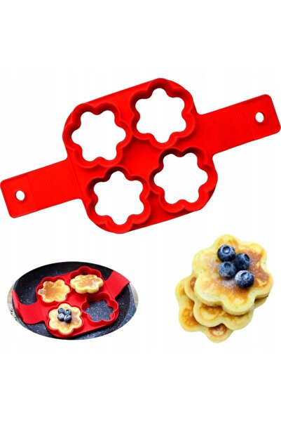 OEM Silicone mold for eggs and pancakes, flower pattern, red