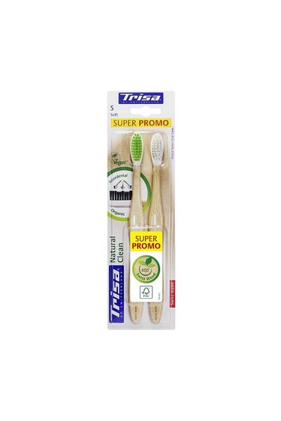 Trisa Clean Duo Soft Ecological Manual Toothbrushes 690376 Wood / Nude