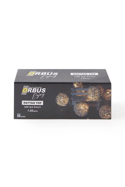 ORBUS Rattan Ball Led Light Chain - Beige - 1.55 m