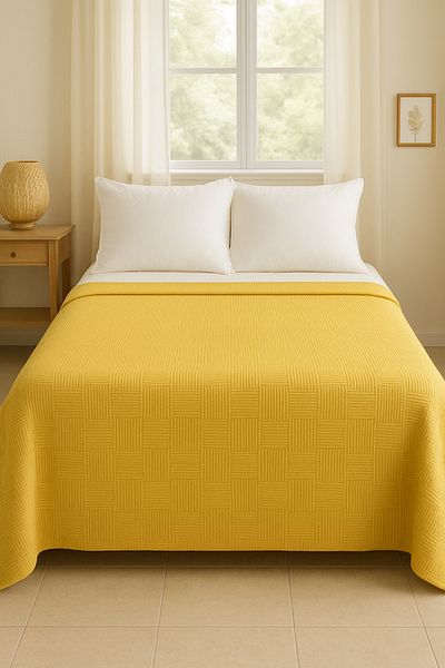 Home Double Pique Blanket 200X230–Lightweight and Breathable Cotton Fabric–Checkerboard Pattern-Summer Bedspread