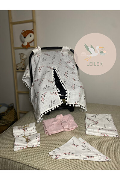 Leilek 6 Çeşit 11 Parça %100 Pamuk Müslin Set Ağız Ve Omuz Bezi -Emzirme ve P...