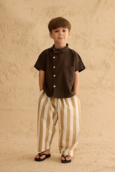 Fahhar Kids Cămașă cu guler asimetric Bitter Brown