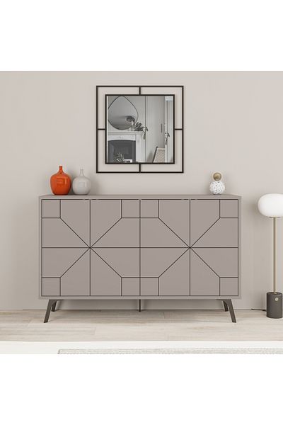 Mourah Home Dune Console – Modern 4-Door Sideboard with Elevated Legs, Storage for Living, Dining, Hallway