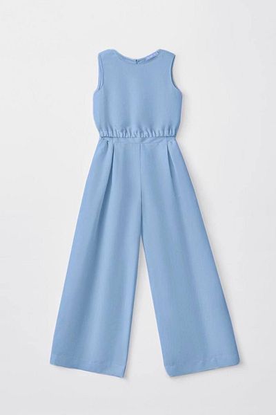 Monila Girls' Linen Fabric Sleeveless Top and Elastic Waist Lined Wide Leg Pants Bottom Top Set