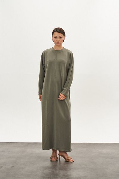 Mevra Front Stitched Modal Dress Khaki