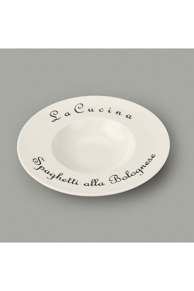 MATMEL La Luciana Porcelain Pasta Plate - Black / Cream - 26 cm