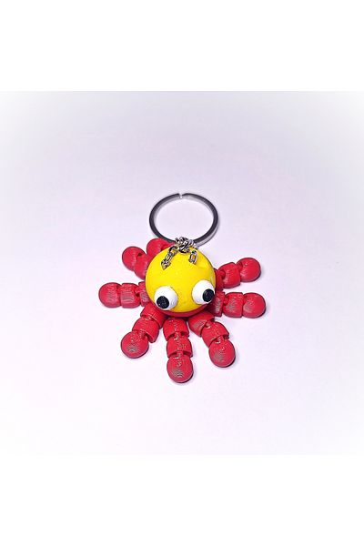 Doğal Tasarım Cute Octopus Keychain-Yellow Red Color 3D Printing
