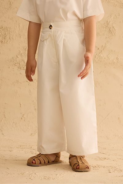 Fahhar Kids Pocket Detailed Baggy Trousers Ecru
