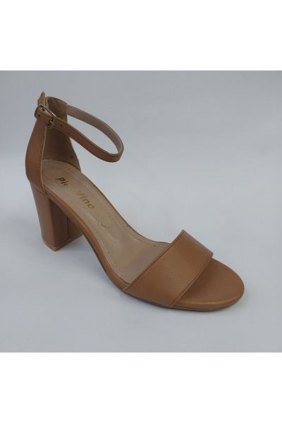 Mira Deri Genuine Leather 7.5 cm Thick Heel Single Band Evening Dress Women's Shoes