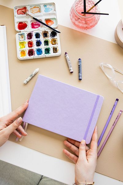 PAPERORA 21X15 cm Hard Cover 80 Sheets 140 Gr. Sketch Book - Sketch Book - Lilac