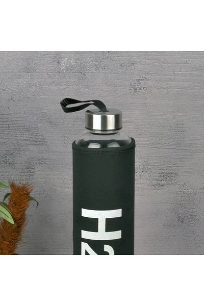 ASPARTAM H2O Glass Flask with Case - Black / Transparent - 600 ml