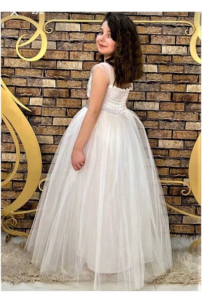 EXTRAÇARŞI Girl's Tulle Evening Dress Party and Birthday Dress Age 6/10