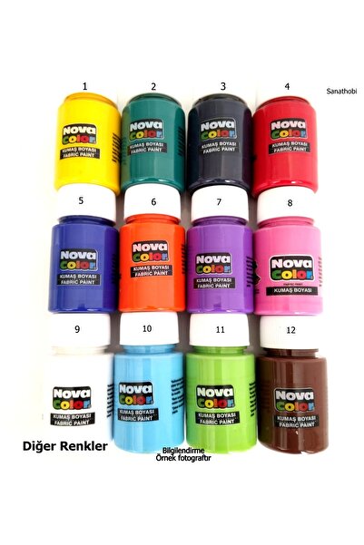 Nova Color Kumaş boyası, canlı renkler, solmaz, tişört, çanta, tekstil boyası-Açık Mavi 30ml-1 Adet