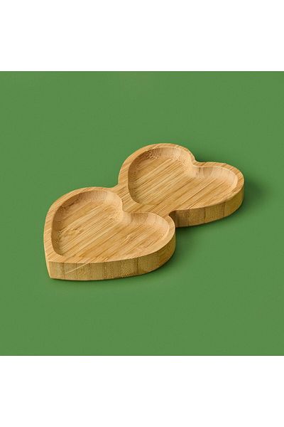 ASPARTAM Amor 2 Compartment Heart Snack Bowl - Light Brown - 19.5 cm