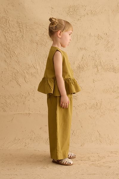 Fahhar Kids Ribbon Linen Suit Fat Green