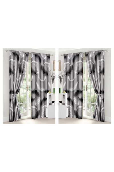 chiraso CHIRASO Finet Bedding Set, 8 Pieces with 2 Curtains, Fitted Sheet 180x200, Duvet Cover 200x230, 4 Pillowcases