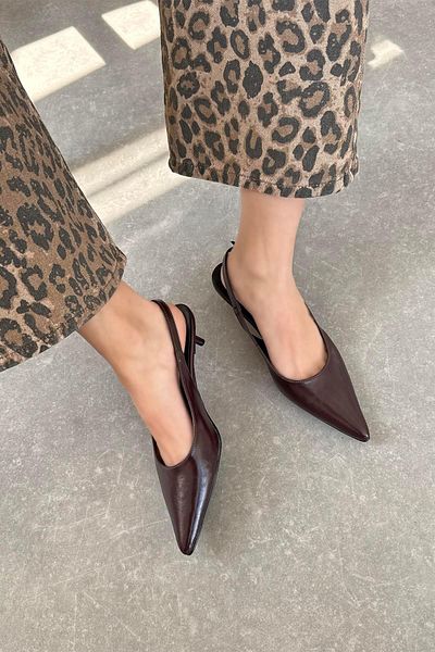 STRASWANS Cuesta Women's Heeled Wrinkled Leather Shoes Burgundy