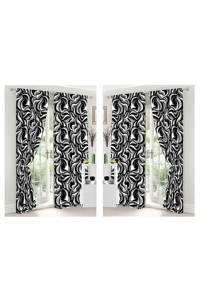 chiraso CHIRASO Finet Bedding Set, 8 Pieces with 2 Curtains, Fitted Sheet 180x200, Duvet Cover 200x230, 4 Pillowcases